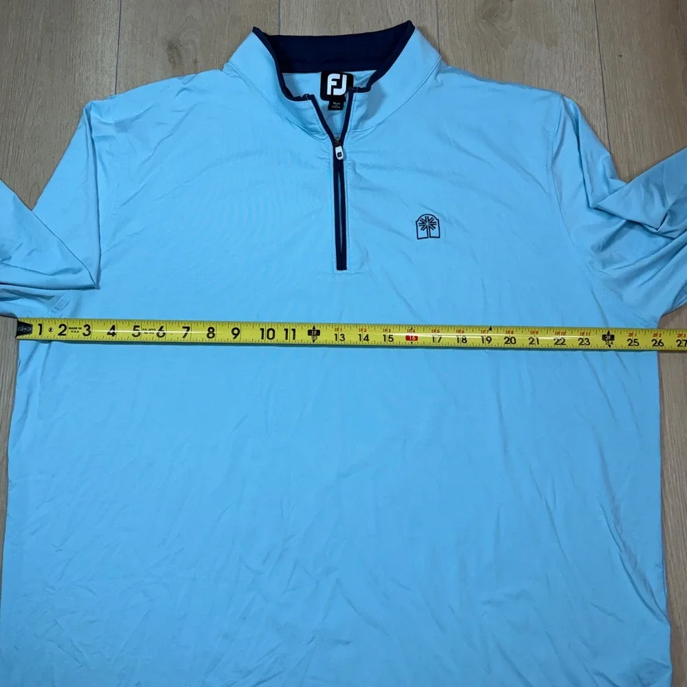 FootJoy Mens 2XL Light Blue Quarter Zip Golf Pullover Long Sleeve Performance